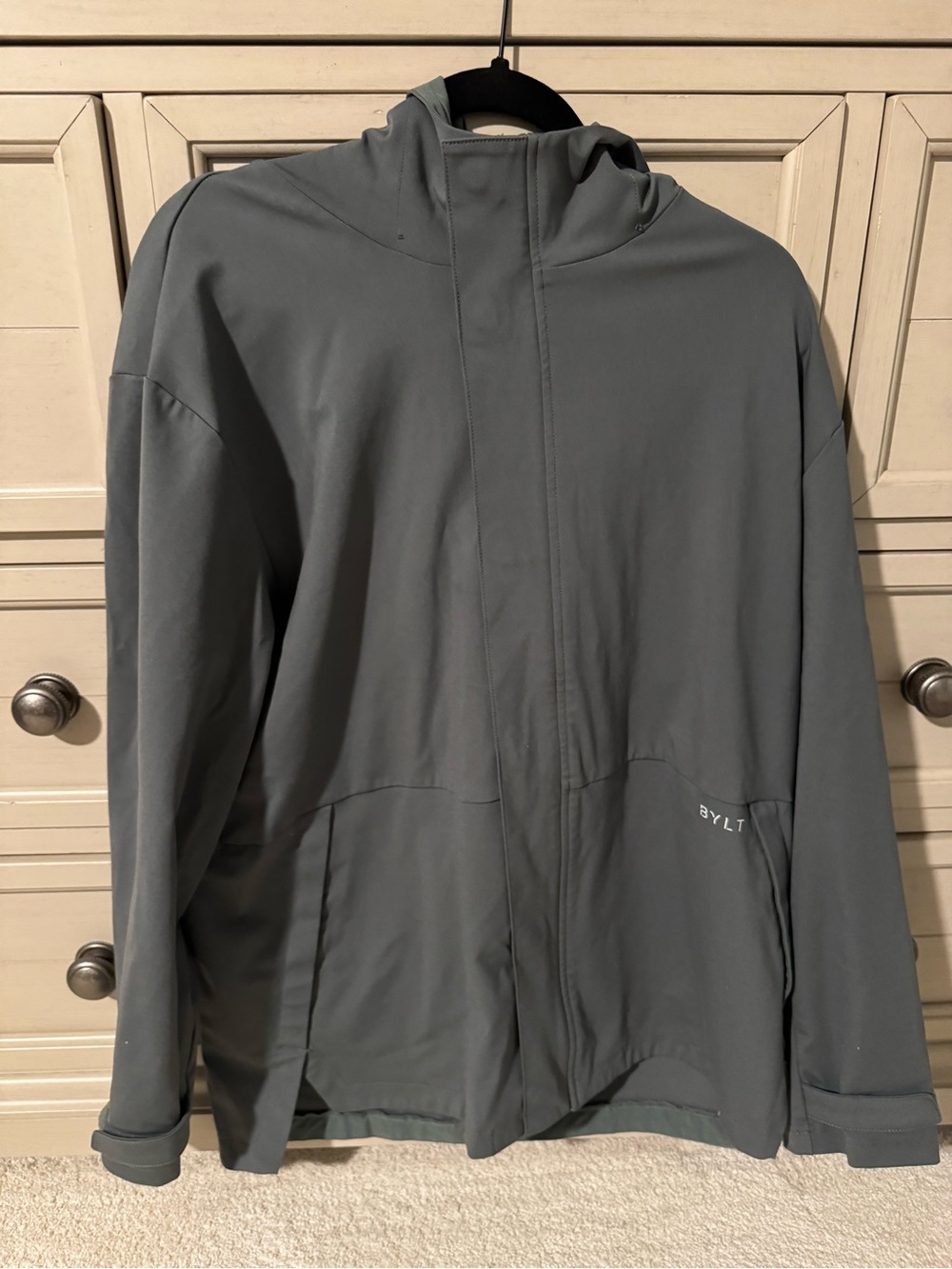 BYLT Basics Men's Hooded Bomber Jacket in Gray